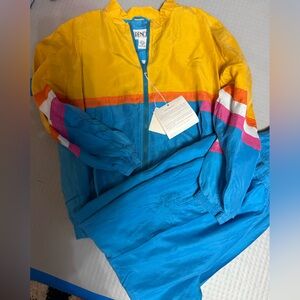 90s Colorful Windbreaker Jacket & Pants Set, size m, funky, 90s mom vibes, NWT